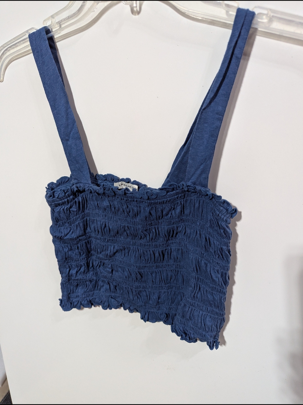 American Eagle Outfitters Navy Smocked Sleeveless Crop Top